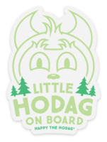 Happy The Hodag peeking over the words Little Hodag on Board. Made for car side windows